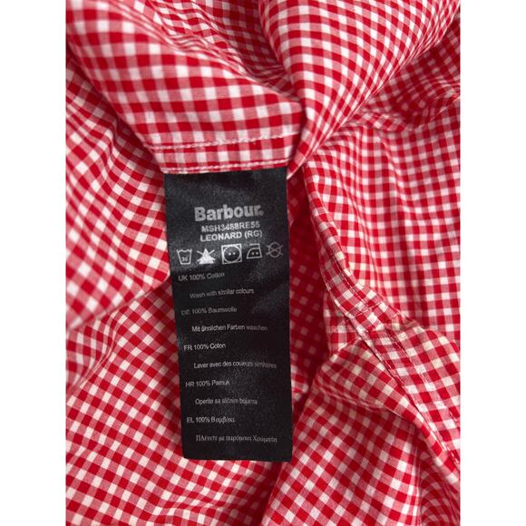 BARBOUR MEN'S STAPELTON RED/WHITE CHECK L/S SHIRT Size S. Tailored Fit - Picture 5 of 6